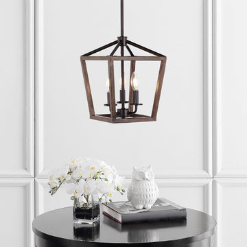 Oria 10" Iron Farmhouse Industrial Lantern LED Pendant - JONATHAN Y